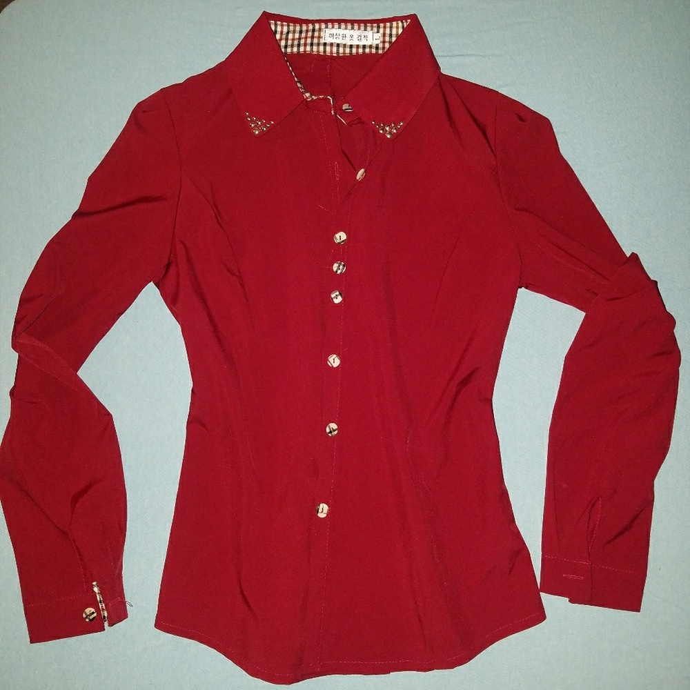 Women's Red Button Down